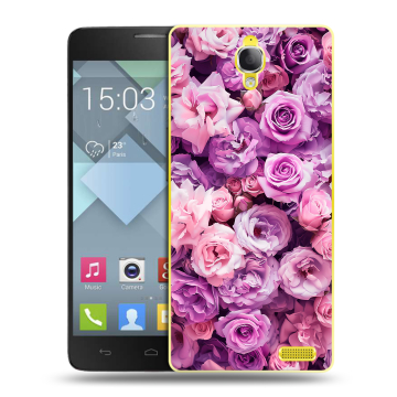 Пластиковый чехол на Alcatel One Touch Idol X с принтом лавандовые розы