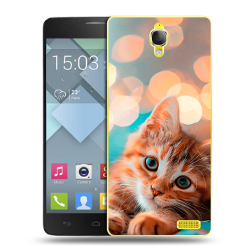 Пластиковый чехол на Alcatel One Touch Idol X с принтом котик