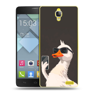 Пластиковый чехол на Alcatel One Touch Idol X с принтом утка в очках