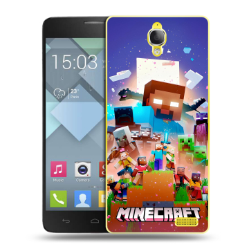Пластиковый чехол на Alcatel One Touch Idol X с принтом Майнкрафт Minecraft