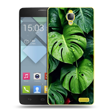 Пластиковый чехол на Alcatel One Touch Idol X с принтом Листья