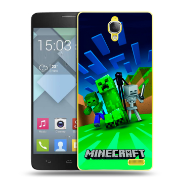 Пластиковый чехол на Alcatel One Touch Idol X с принтом Майнкрафт