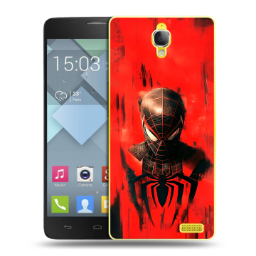Пластиковый чехол на Alcatel One Touch Idol X с принтом человек паук spiderman