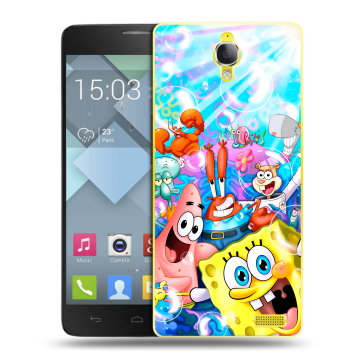 Пластиковый чехол на Alcatel One Touch Idol X с принтом спанчбоб спанч боб
