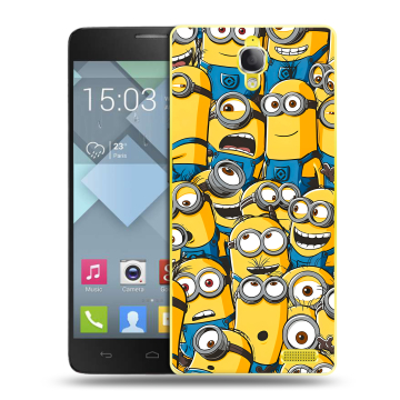 Пластиковый чехол на Alcatel One Touch Idol X с принтом Миньоны