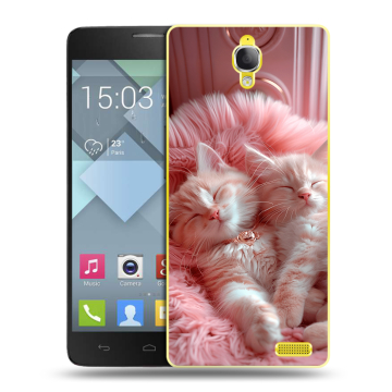 Пластиковый чехол на Alcatel One Touch Idol X с принтом котята котики