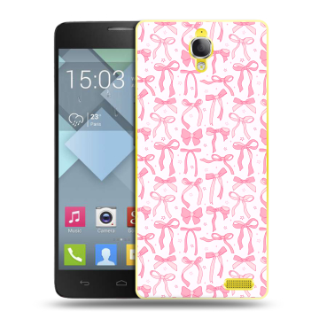 Пластиковый чехол на Alcatel One Touch Idol X с принтом Розовые бантики