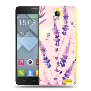 Пластиковый чехол на Alcatel One Touch Idol X с принтом цветы лаванда