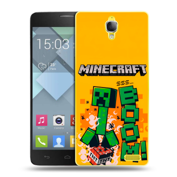 Пластиковый чехол на Alcatel One Touch Idol X с принтом Майнкрафт Minecraft
