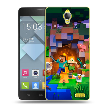 Пластиковый чехол на Alcatel One Touch Idol X с принтом Майнкрафт Minecraft