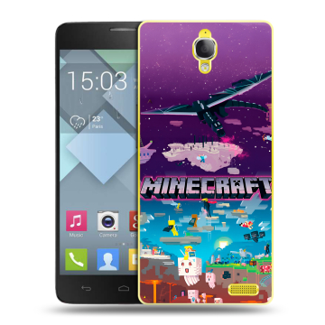 Пластиковый чехол на Alcatel One Touch Idol X с принтом Майнкрафт Minecraft