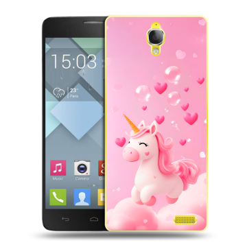 Пластиковый чехол на Alcatel One Touch Idol X с принтом Единорог