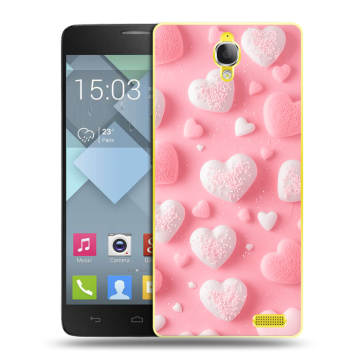 Пластиковый чехол на Alcatel One Touch Idol X с принтом Сердечки