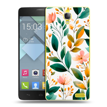 Пластиковый чехол на Alcatel One Touch Idol X с принтом Цветы паттерн
