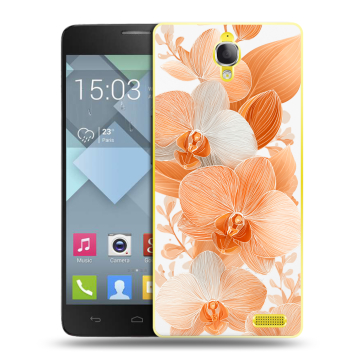 Пластиковый чехол на Alcatel One Touch Idol X с принтом Бежевые цветы