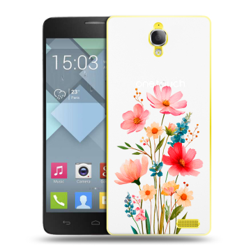 Пластиковый чехол на Alcatel One Touch Idol X с принтом Цветы