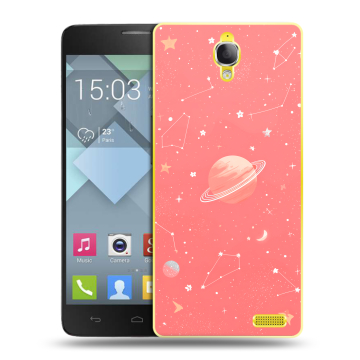 Пластиковый чехол на Alcatel One Touch Idol X с принтом Розовый космос
