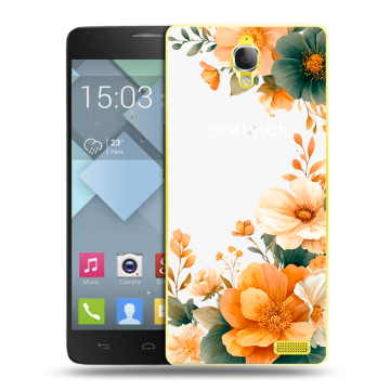 Пластиковый чехол на Alcatel One Touch Idol X с принтом Цветы принт