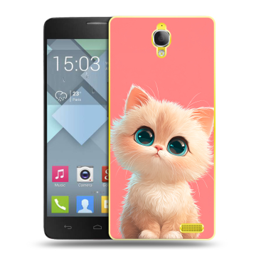 Пластиковый чехол на Alcatel One Touch Idol X с принтом Розовый котенок