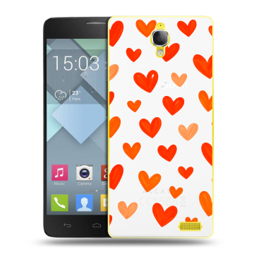 Пластиковый чехол на Alcatel One Touch Idol X с принтом Сердечки