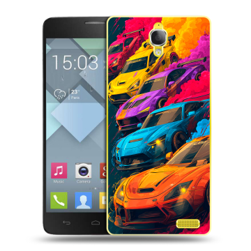 Пластиковый чехол на Alcatel One Touch Idol X с принтом Тачки