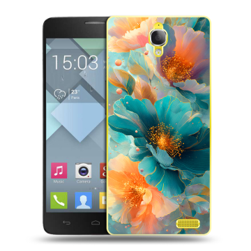 Пластиковый чехол на Alcatel One Touch Idol X с принтом Цветы