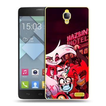 Пластиковый чехол на Alcatel One Touch Idol X с принтом Hazbin Hotel Отель Хазбин