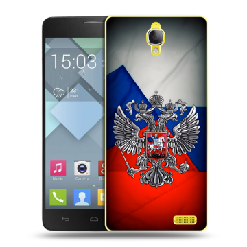 Пластиковый чехол на Alcatel One Touch Idol X с принтом Флаг России