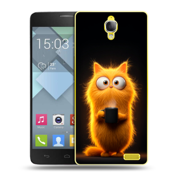 Пластиковый чехол на Alcatel One Touch Idol X с принтом Смешной кот