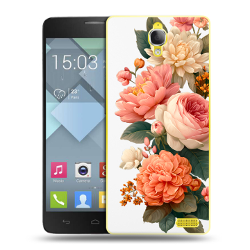 Пластиковый чехол на Alcatel One Touch Idol X с принтом цветы Пластиковый чехол на Alcatel One Touch Idol X с принтом цветы