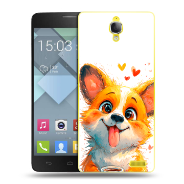 Пластиковый чехол на Alcatel One Touch Idol X с принтом корги