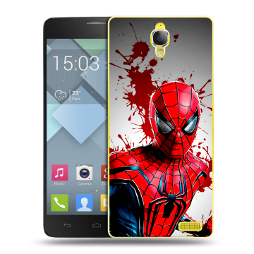 Пластиковый чехол на Alcatel One Touch Idol X с принтом Spiderman Человек паук