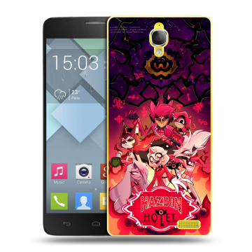 Пластиковый чехол на Alcatel One Touch Idol X с принтом Hazbin Hotel Отель Хазбин