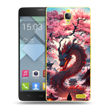 Пластиковый чехол на Alcatel One Touch Idol X с принтом Дракон Японский