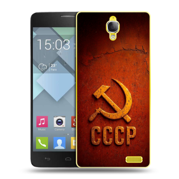 Пластиковый чехол на Alcatel One Touch Idol X с принтом Флаг Герб СССР