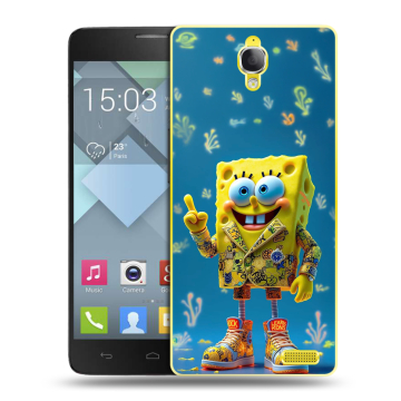 Пластиковый чехол на Alcatel One Touch Idol X с принтом Спанч боб Спанчбоб