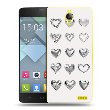 Пластиковый чехол на Alcatel One Touch Idol X с принтом Y2K сердечки