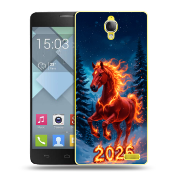 Пластиковый чехол на Alcatel One Touch Idol X с принтом Новый год коня Пластиковый чехол на Alcatel One Touch Idol X с принтом Новый год коня