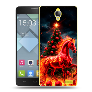 Пластиковый чехол на Alcatel One Touch Idol X с принтом Новый год Пластиковый чехол на Alcatel One Touch Idol X с принтом Новый год