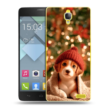 Пластиковый чехол на Alcatel One Touch Idol X с принтом Новый год