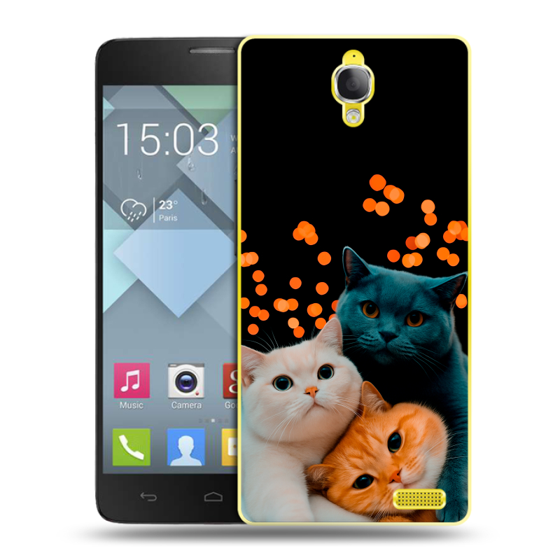 Пластиковый чехол на Alcatel One Touch Idol X с принтом Кошки Пластиковый чехол на Alcatel One Touch Idol X с принтом Кошки