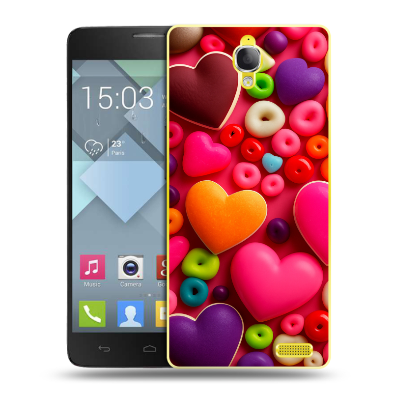 Пластиковый чехол на Alcatel One Touch Idol X с принтом Сердечки Пластиковый чехол на Alcatel One Touch Idol X с принтом Сердечки