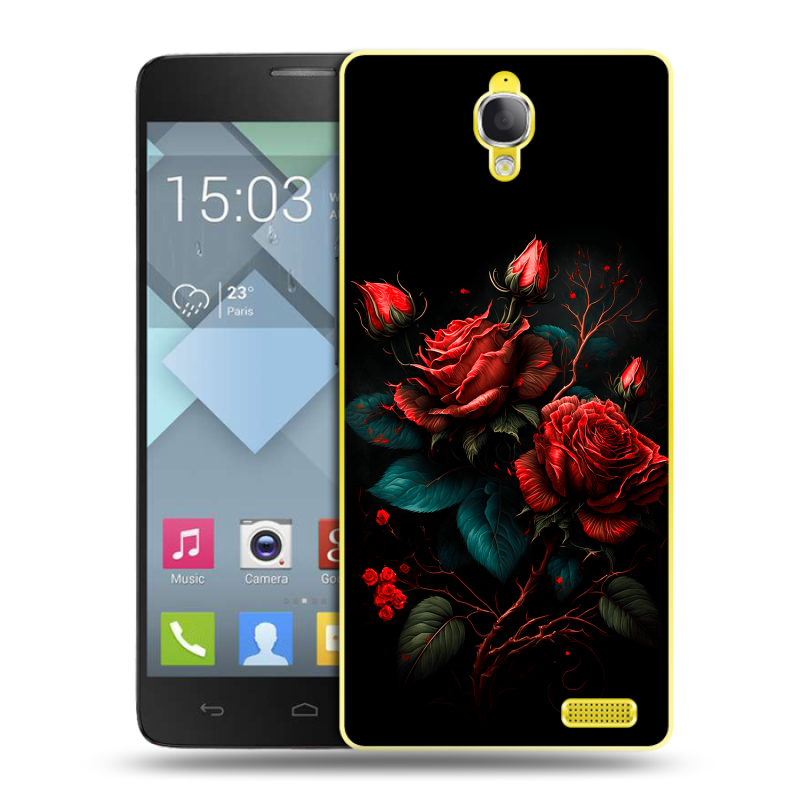 Пластиковый чехол на Alcatel One Touch Idol X с принтом Розы красные Пластиковый чехол на Alcatel One Touch Idol X с принтом Розы красные