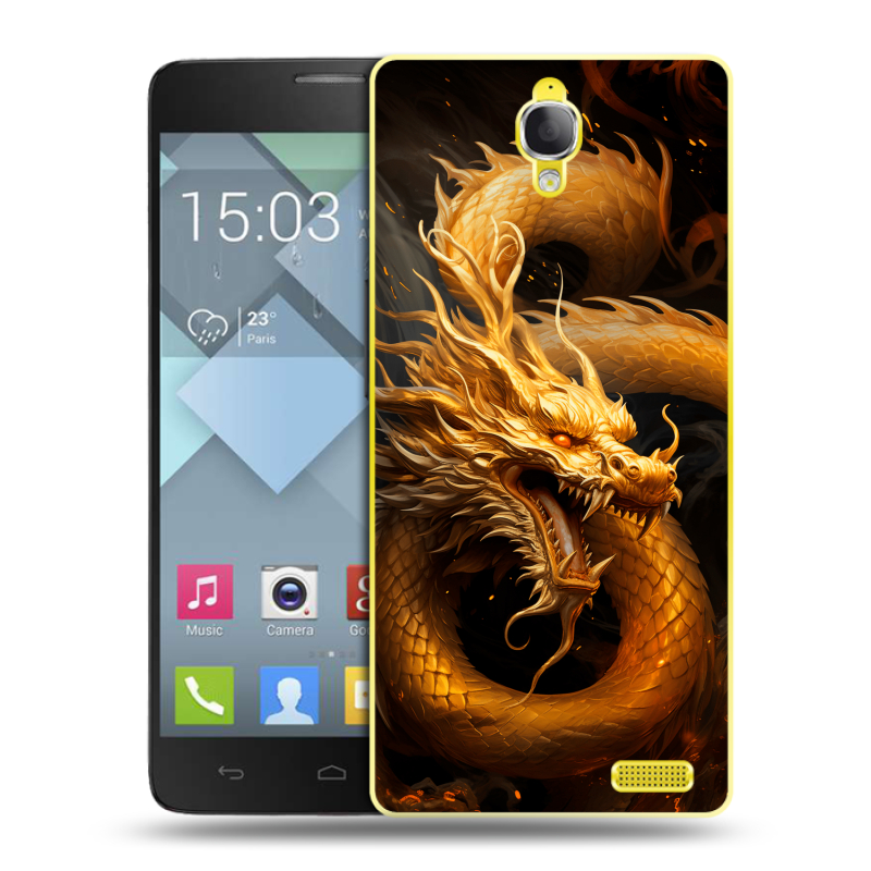 Пластиковый чехол на Alcatel One Touch Idol X с принтом Золотой дракон Пластиковый чехол на Alcatel One Touch Idol X с принтом Золотой дракон