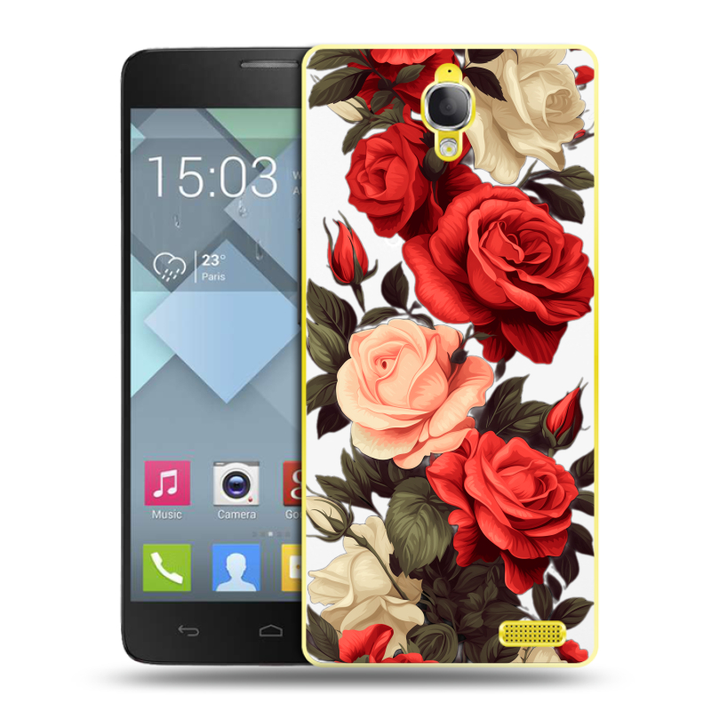 Пластиковый чехол на Alcatel One Touch Idol X с принтом Розы Пластиковый чехол на Alcatel One Touch Idol X с принтом Розы