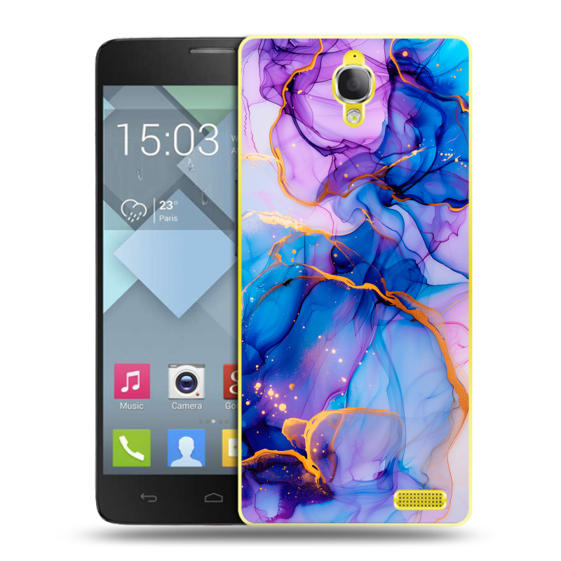 Пластиковый чехол на Alcatel One Touch Idol X с принтом синий мрамор Пластиковый чехол на Alcatel One Touch Idol X с принтом синий мрамор