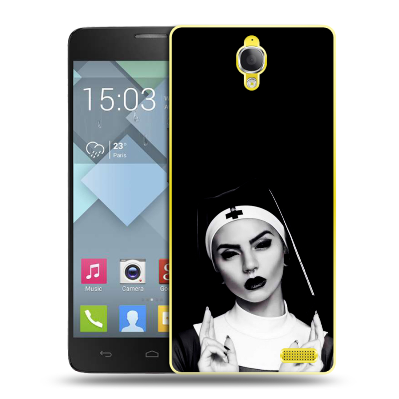 Пластиковый чехол на Alcatel One Touch Idol X с принтом монашка Пластиковый чехол на Alcatel One Touch Idol X с принтом монашка