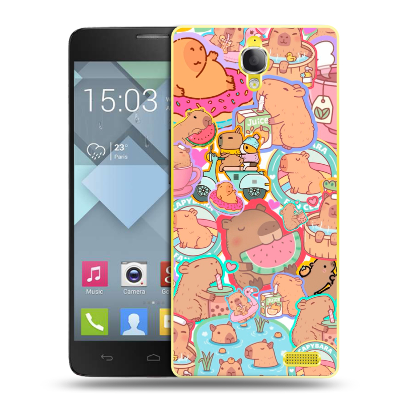 Пластиковый чехол на Alcatel One Touch Idol X с принтом капибары Пластиковый чехол на Alcatel One Touch Idol X с принтом капибары