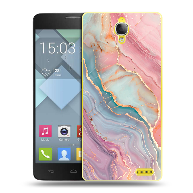 Пластиковый чехол на Alcatel One Touch Idol X с принтом розовый мрамор Пластиковый чехол на Alcatel One Touch Idol X с принтом розовый мрамор