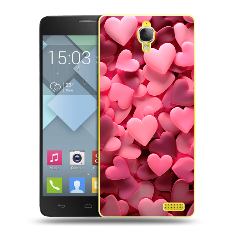 Пластиковый чехол на Alcatel One Touch Idol X с принтом розовые сердечки Пластиковый чехол на Alcatel One Touch Idol X с принтом розовые сердечки
